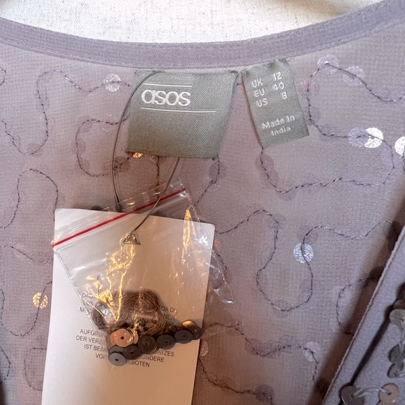 ASOS Design Kimono Plunge Embellished Midi Dress in Purple - Picture 5 of 8